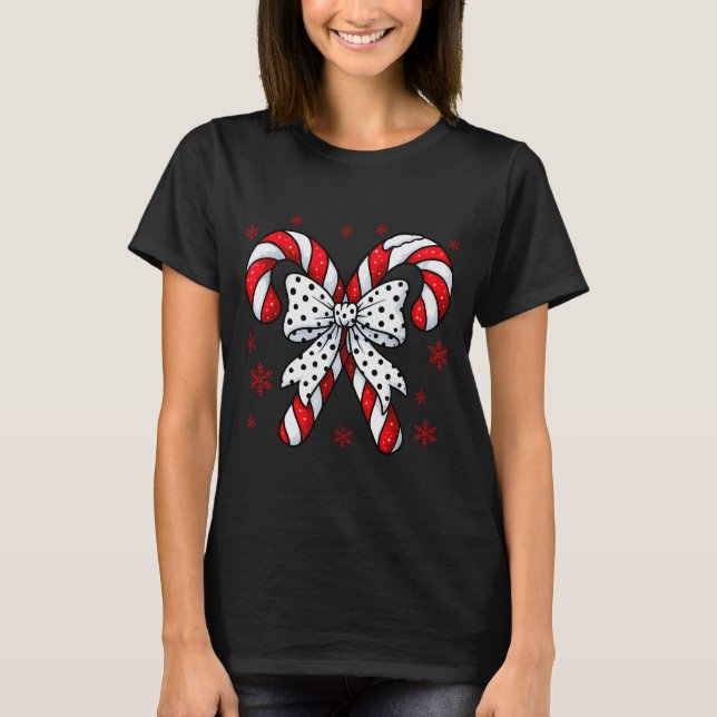 Candy Cane Christmas Season Girls Womens Retro Coq T-Shirt (Vorderseite)