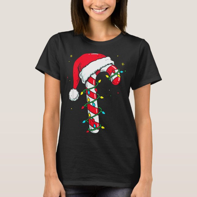 Candy Cane Christmas Shirt Santa Hat Family Matchi (Vorderseite)