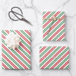 Candy Cane Christmas Stripes Red Green Geschenkpapier Set<br><div class="desc">Candy Cane Christmas Stripes Red Green</div>