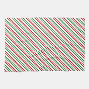 Candy Cane Christmas Stripes Red Green Geschirrtuch