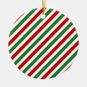 Candy Cane Christmas Stripes Red Green Keramik Ornament