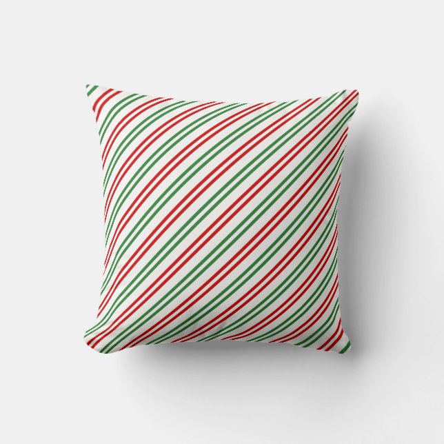 Candy Cane Christmas Stripes Red Green Kissen (Vorderseite)