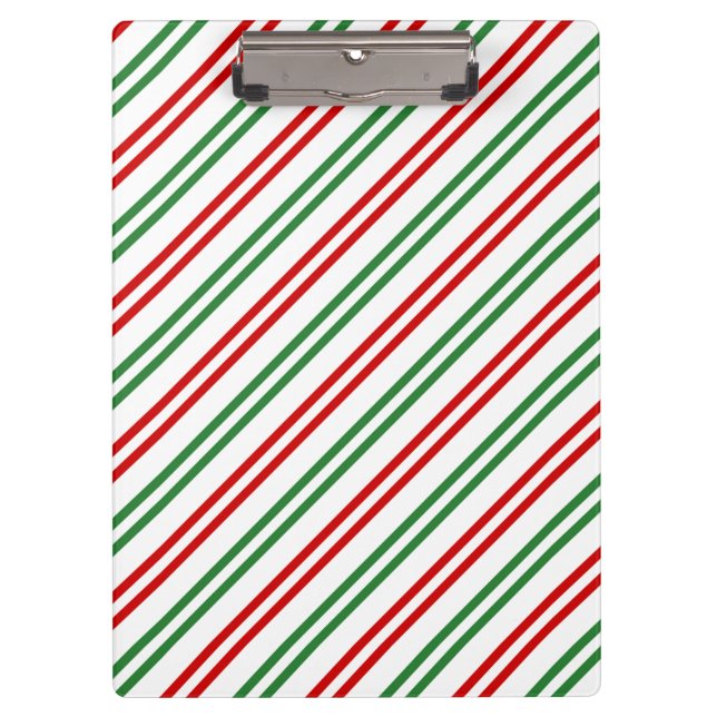 Candy Cane Christmas Stripes Red Green Klemmbrett (Vorderseite)