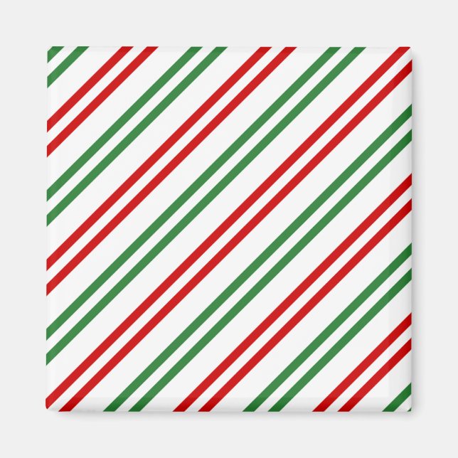 Candy Cane Christmas Stripes Red Green Magnet (Vorne)