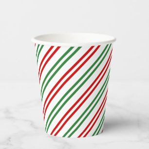 Candy Cane Christmas Stripes Red Green Pappbecher