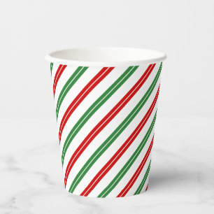 Candy Cane Christmas Stripes Red Green Pappbecher