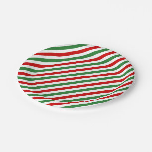 Candy Cane Christmas Stripes Red Green Pappteller