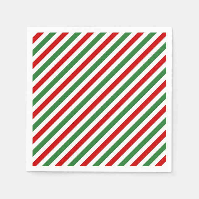 Candy Cane Christmas Stripes Red Green Serviette (Vorderseite)