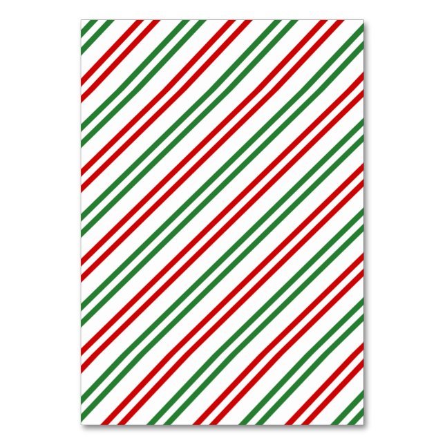 Candy Cane Christmas Stripes Red Green Tischnummer (Vorderseite)