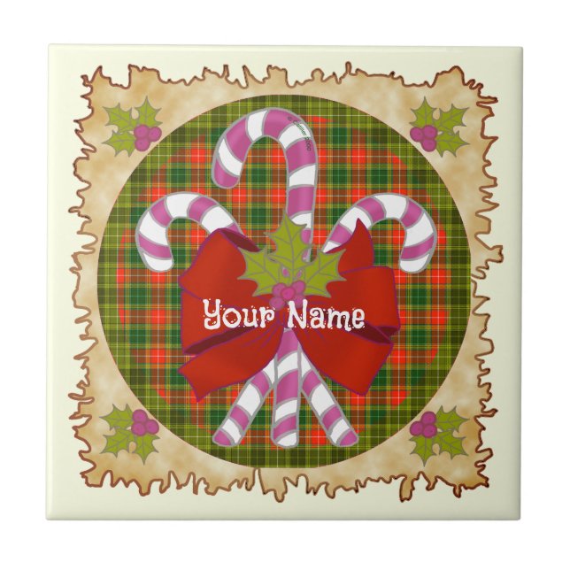 Candy Cane Christmas tile Fliese (Vorderseite)