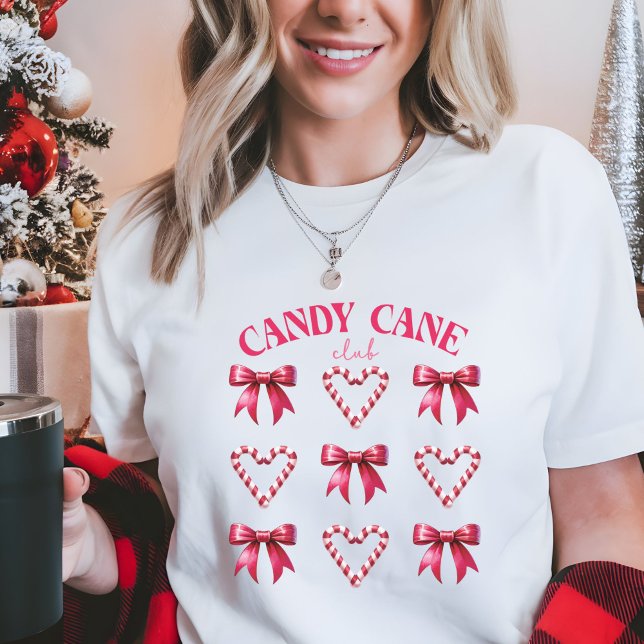 Candy Cane Christmas Tri-Blend Shirt (Christmas shirt for Women Candy Cane Club cute tee with  candy cone hearts and bows)