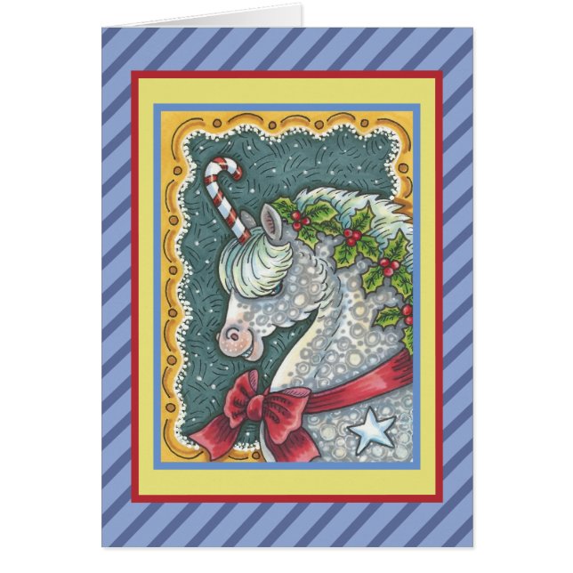 CANDY CANE CHRISTMAS UNICORN GREETING CARD V (Vorne)