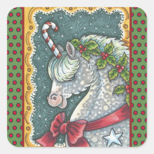 CANDY CANE CHRISTMAS UNICORN, PONY STICKERS