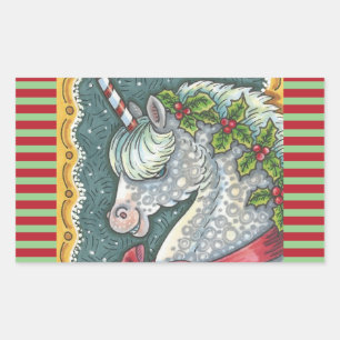 CANDY CANE CHRISTMAS UNICORN, PONY STICKERS