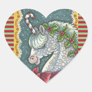 CANDY CANE CHRISTMAS UNICORN, PONY STICKERS