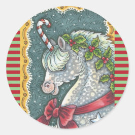 CANDY CANE CHRISTMAS UNICORN, PONY STICKERS