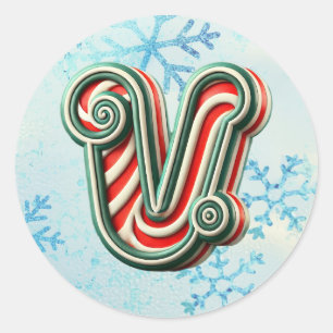 Candy Cane Christmas "V" Sticker, Feste Streifen Runder Aufkleber