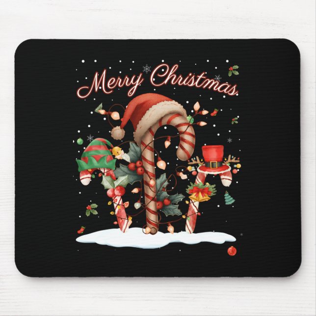 Candy Cane Crew Christmas Elf Hat Santa Holiday De Mousepad (Vorne)