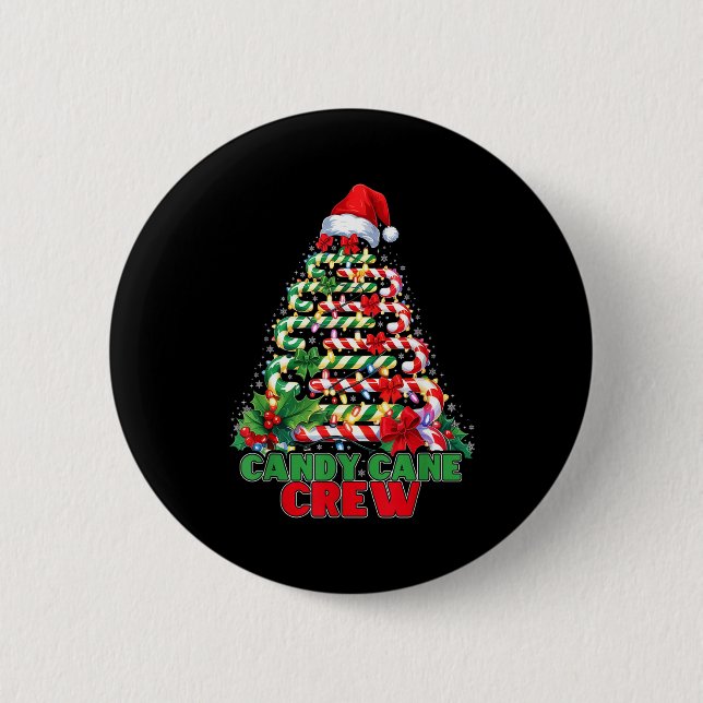 Candy Cane Crew Christmas Funny Xmas Matching Fami Button (Vorderseite)
