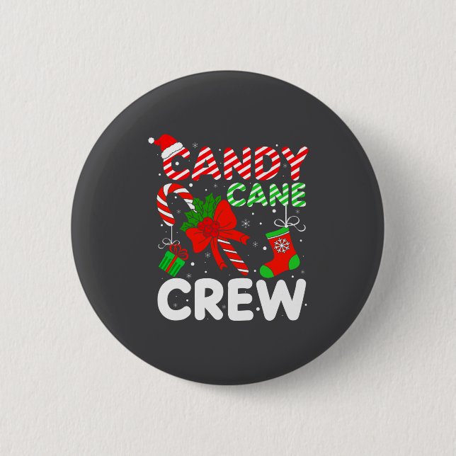 Candy Cane Crew Christmas Funny Xmas Matching Fami Button (Vorderseite)
