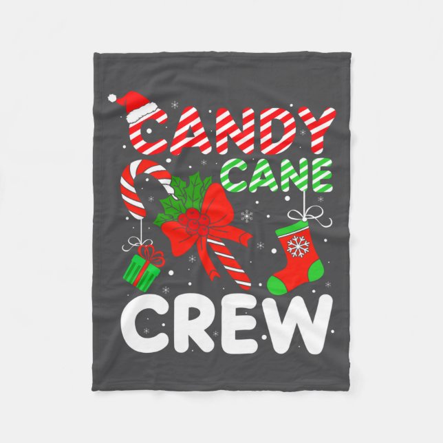 Candy Cane Crew Christmas Funny Xmas Matching Fami Fleecedecke (Vorderseite)