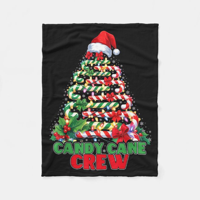 Candy Cane Crew Christmas Funny Xmas Matching Fami Fleecedecke (Vorderseite)