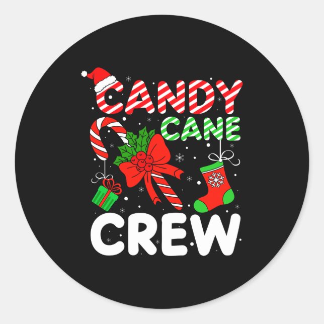 Candy Cane Crew Christmas Funny Xmas Matching Fami Runder Aufkleber (Vorderseite)