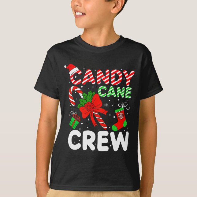 Candy Cane Crew Christmas Funny Xmas Matching Fami T-Shirt (Vorderseite)