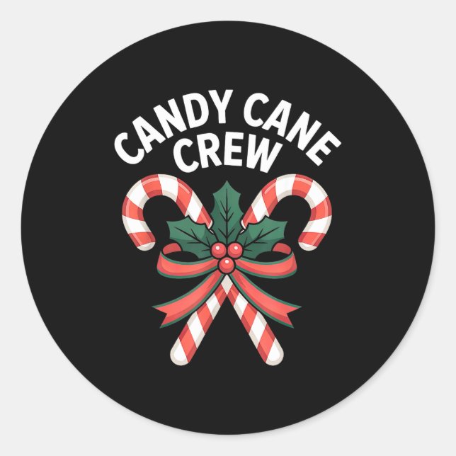 Candy Cane Crew Christmas Girls Boys Kids Adult Ho Runder Aufkleber (Vorderseite)