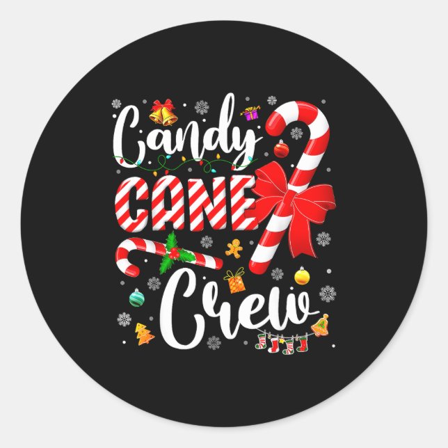 Candy Cane Crew Christmas Xmas Love Candy Boys Gir Runder Aufkleber (Vorderseite)