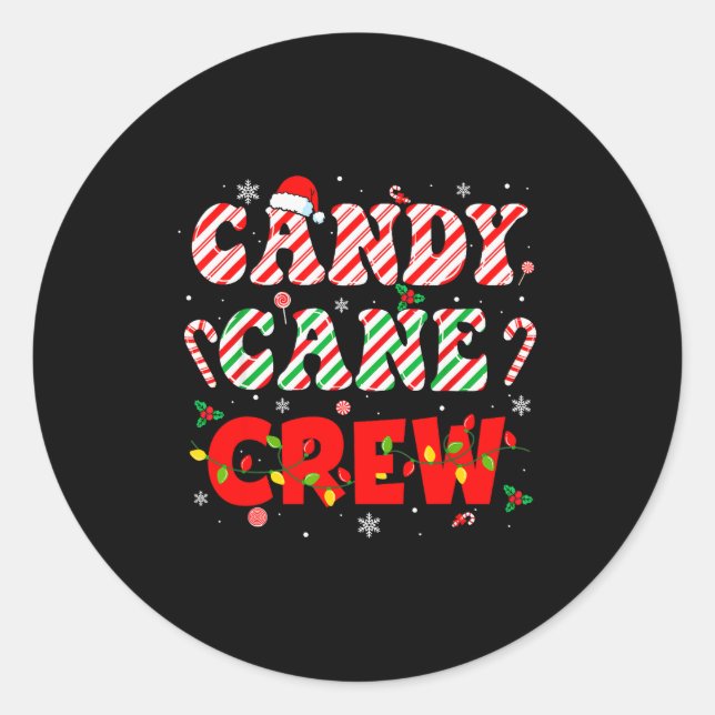 Candy Cane Crew Funny Christmas Holiday Family Men Runder Aufkleber (Vorderseite)