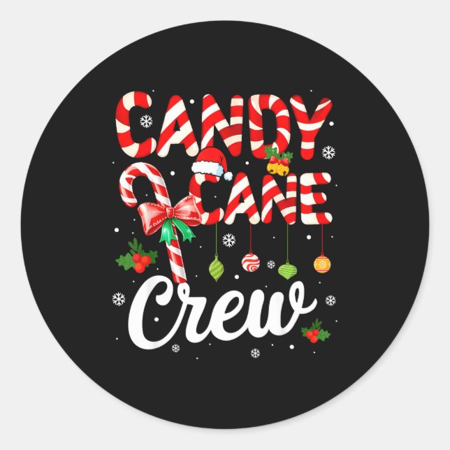 Candy Cane Crew Funny Christmas Holiday Family Men Runder Aufkleber (Vorderseite)