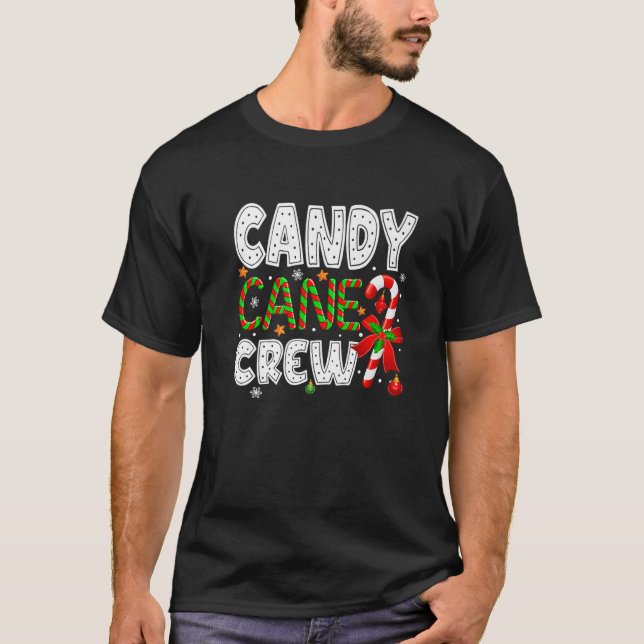 Candy Cane Crew Funny Christmas Pajamas Candy Lieb T-Shirt (Vorderseite)