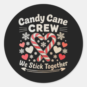 Candy Cane Crew Herzenslunch Familienfeier Weihnac Runder Aufkleber