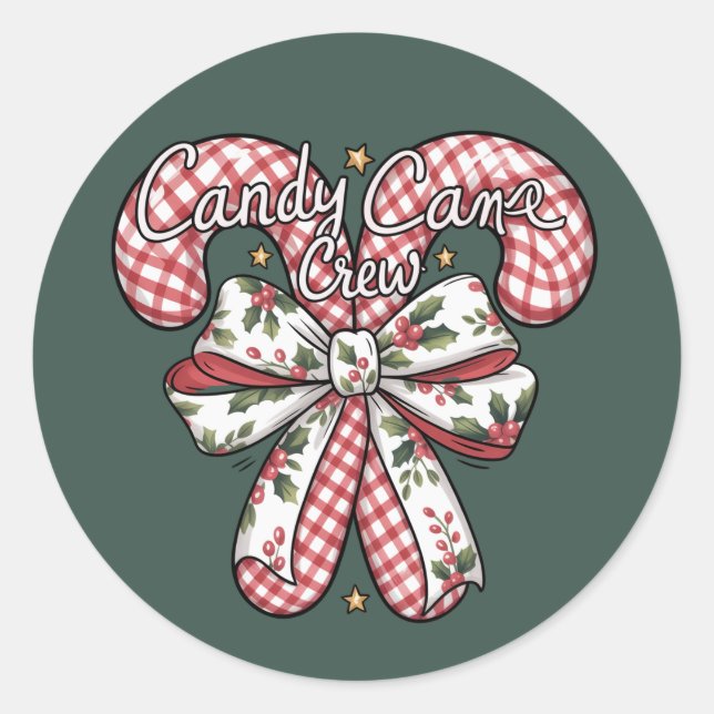 Candy Cane Crew Preppy Christmas Holiday Runder Aufkleber (Vorderseite)