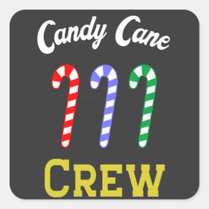 Candy Cane Crew Quadratischer Aufkleber