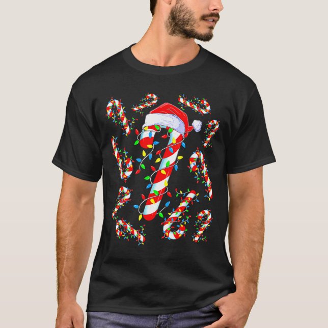 Candy Cane Crew Red And White Santa Funny Christma T-Shirt (Vorderseite)