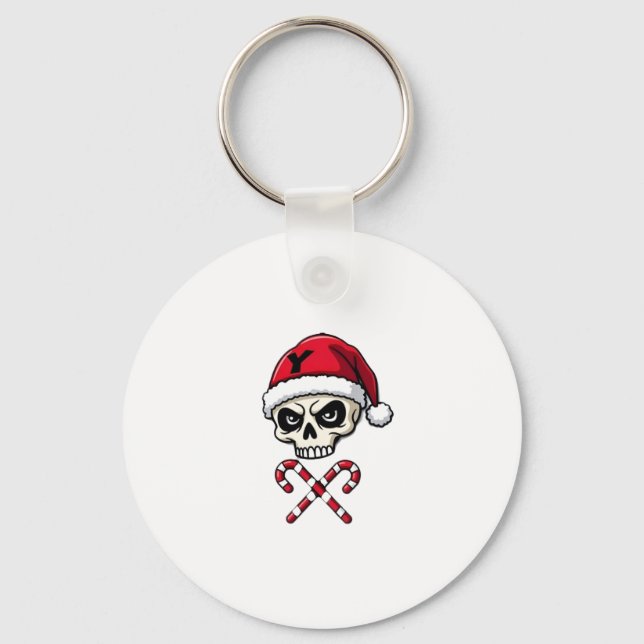 Candy Cane Crew Skull Christmas 2025 Funny Men Boy Schlüsselanhänger (Vorderseite)
