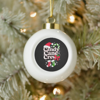 Candy Cane Crew Weihnachten Santa Hut Schneeflocke Keramik Kugel-Ornament