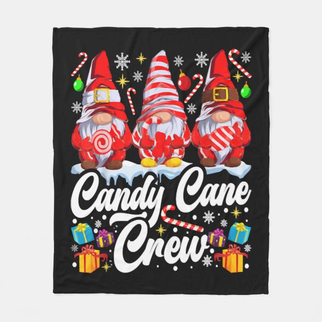 Candy Cane Crew Weihnachts Candy Lover Gnome Fleecedecke (Vorderseite)