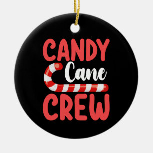 Candy Cane Crew Weihnachts-Familien-Feiertags-Pyja Keramik Ornament