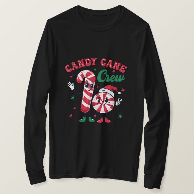 Candy Cane Crew Weihnachtsdesign T-Shirt (Design vorne)