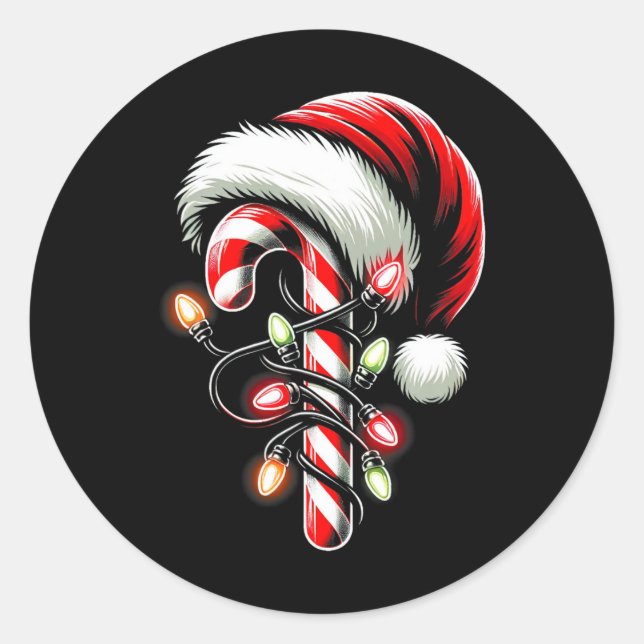 Candy Cane Crew Weihnachtsleuchten Familie Matchin Runder Aufkleber (Vorderseite)