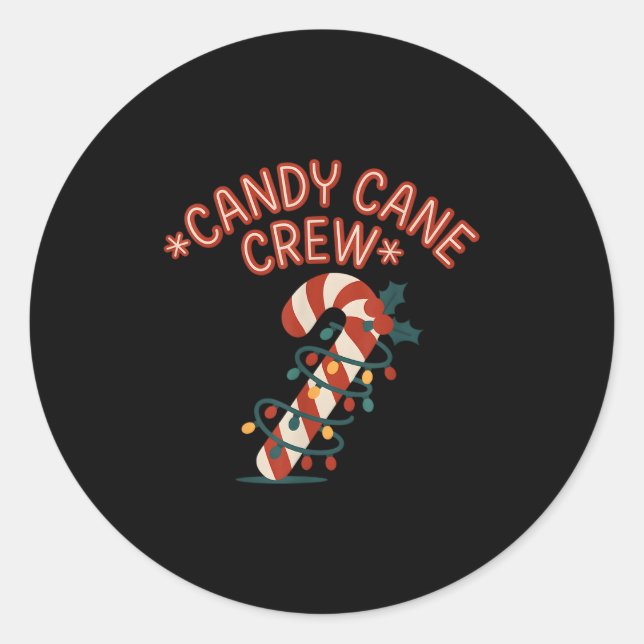 Candy Cane Crew Weihnachtsleuchten Kindermädchen Runder Aufkleber (Vorderseite)