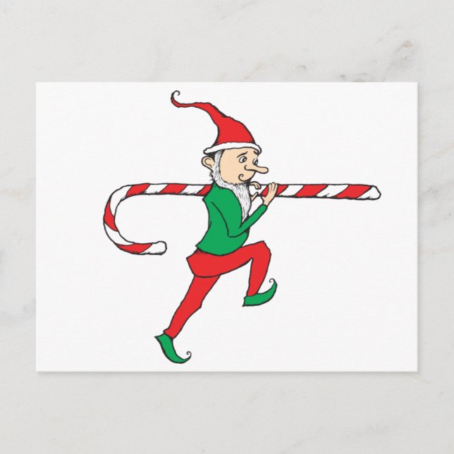 Candy Cane Diief Gnome Postkarte (Vorderseite)
