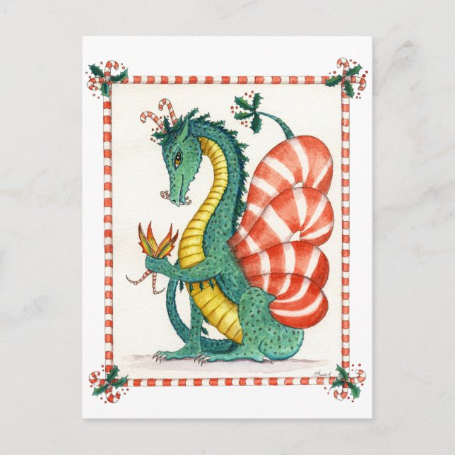 Candy Cane Dragon - Postkarte (Vorderseite)