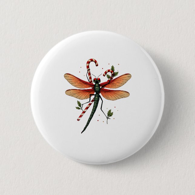 Candy Cane Dragonfly Button (Vorderseite)
