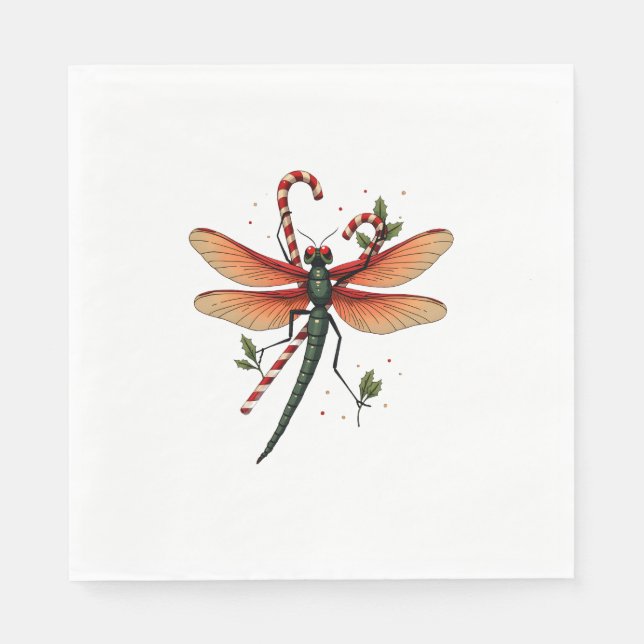 Candy Cane Dragonfly Serviette (Vorderseite)