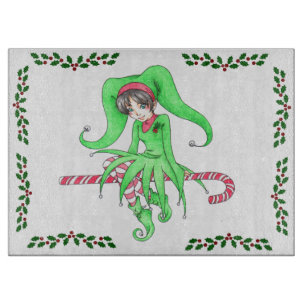Candy Cane Elf Holiday Cutting Board Schneidebrett