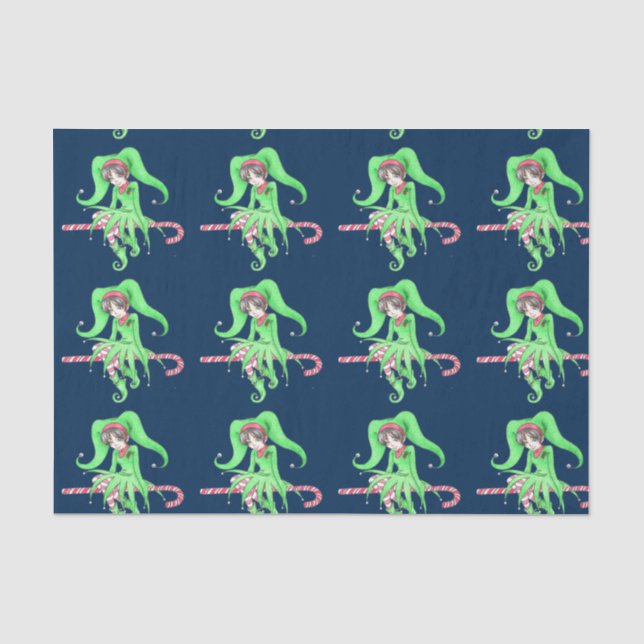 Candy Cane Elf Tissue Paper Seidenpapier (Vorderseite)